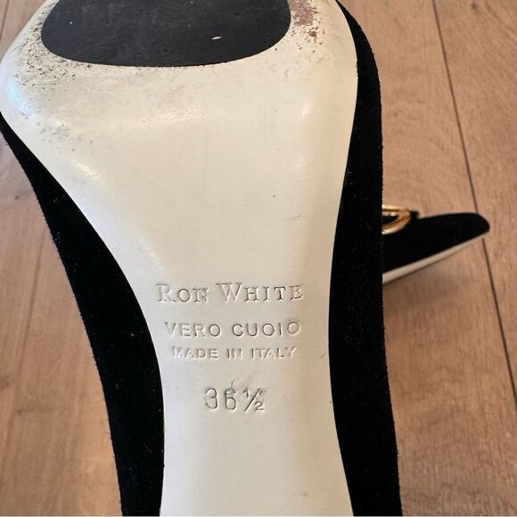 Ron White Dayna Buckle Cashmere & Suede Pumps 36 1/2 - Picture 7 of 15